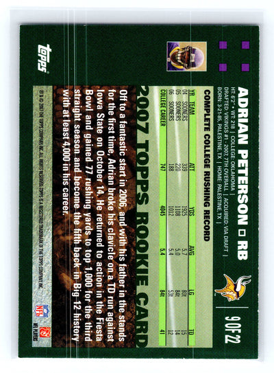 2007 Topps #9 Adrian Peterson Turn Back the Clock