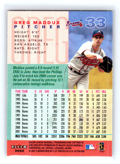 2002 Ultra #33 Greg Maddux