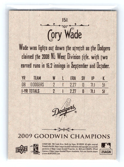 2009 Upper Deck Goodwin Champions #151 Cory Wade