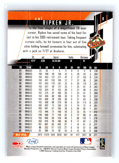 2001 Leaf Rookies & Stars #8 Cal Ripken Jr.