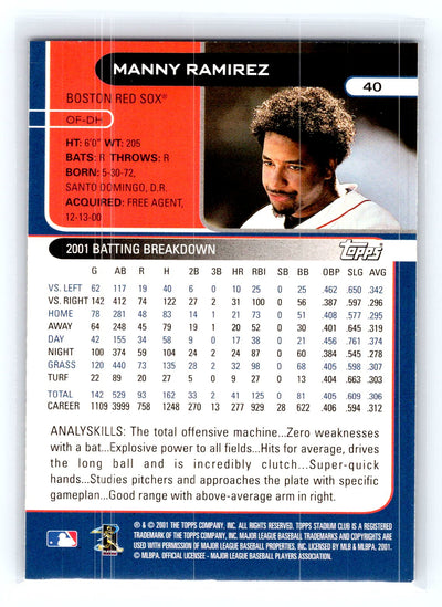2002 Stadium Club #40 Manny Ramirez