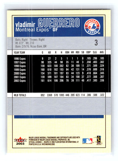 2003 Fleer Patchworks #3 Vladimir Guerrero