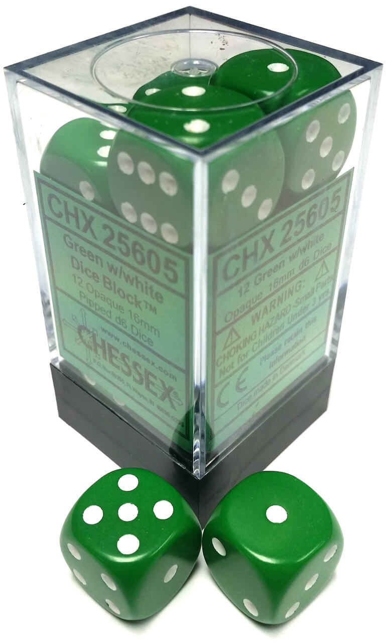Opaque 16mm D6 Green/White (12)