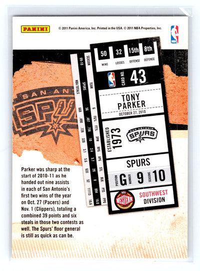 2010-11 Playoff Contenders Patches #43 Tony Parker