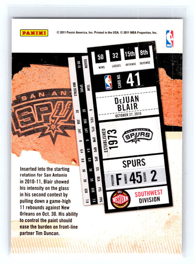 2010-11 Playoff Contenders Patches #41 DeJuan Blair