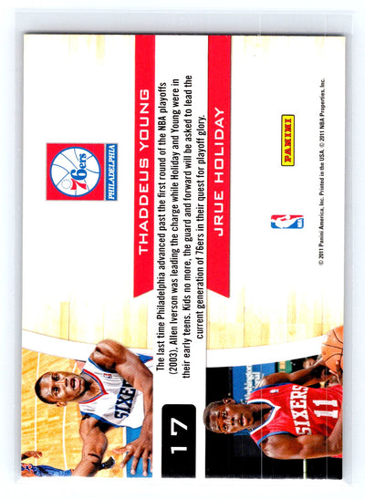 2010-11 Playoff Contenders Patches #17 Thaddeus Young / Jrue Holiday Starting Blocks