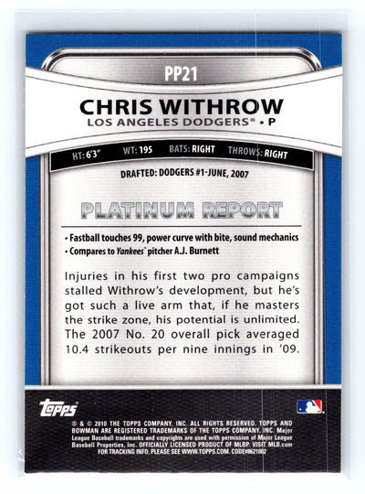 2010 Bowman Platinum #PP21 Chris Withrow Prospects