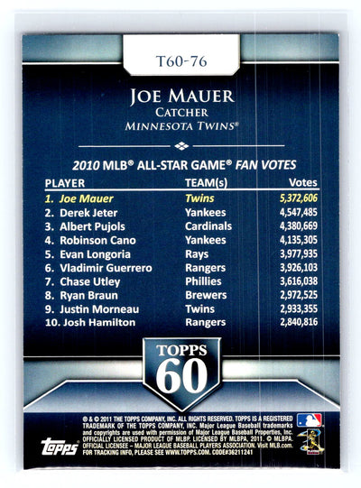 2011 Topps #T60-76 Joe Mauer Topps 60