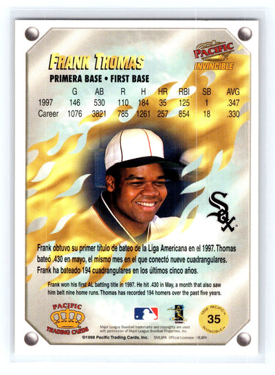1998 Pacific Invincible #35 Frank Thomas Gems of the Diamond