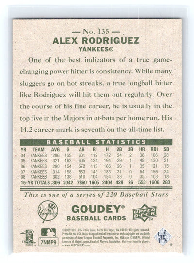 2009 Upper Deck Goudey #135 Alex Rodriguez
