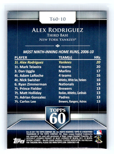 2011 Topps #T60-10 Alex Rodriguez Topps 60