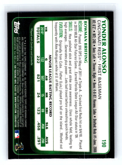 2011 Bowman Chrome #190 Yonder Alonso