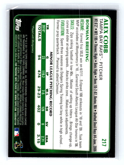 2011 Bowman Chrome #217 Alex Cobb