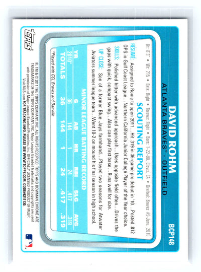 2011 Bowman Chrome #BCP148 David Rohm Prospects