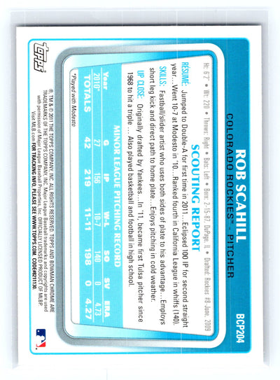 2011 Bowman Chrome #BCP204 Rob Scahill Prospects