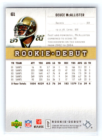 2006 Upper Deck Rookie Debut #61 Deuce McAllister