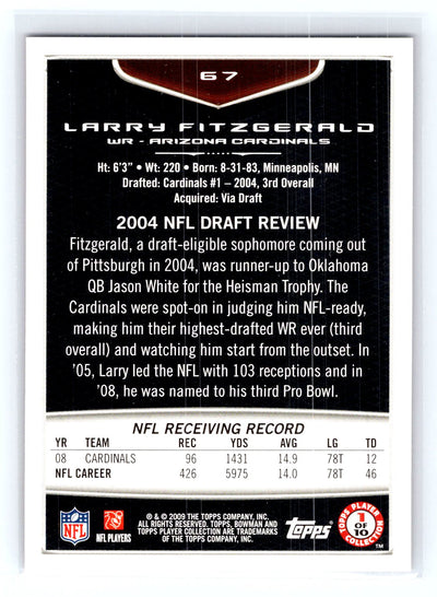 2009 Bowman Draft Picks #67 Larry Fitzgerald Red