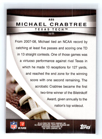 2009 Bowman Draft Picks #AS5 Michael Crabtree Rookie All-Stars