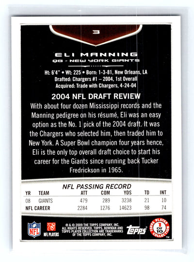 2009 Bowman Draft Picks #3 Eli Manning