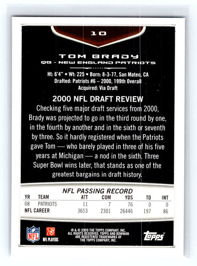2009 Bowman Draft Picks #10 Tom Brady