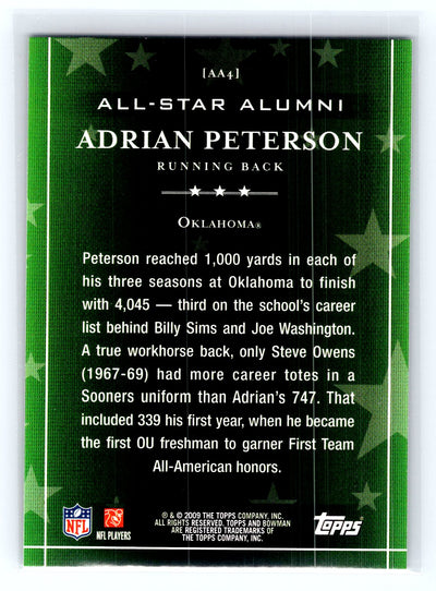 2009 Bowman Draft Picks #AA4 Adrian Peterson All-Star Alumni