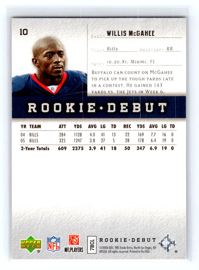 2006 Upper Deck Rookie Debut #10 Willis McGahee