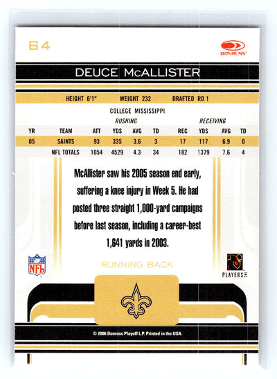 2006 Donruss Gridiron Gear #64 Deuce McAllister