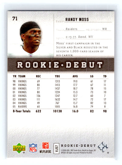 2006 Upper Deck Rookie Debut #71 Randy Moss