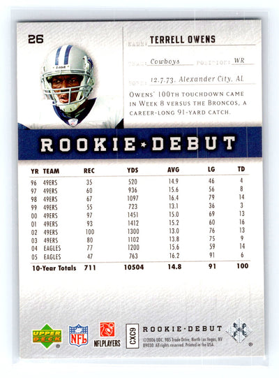 2006 Upper Deck Rookie Debut #26 Terrell Owens