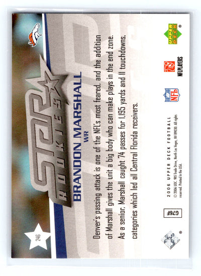 2006 Upper Deck #246 Brandon Marshall Rookie Exclusive Edition Star Rookies