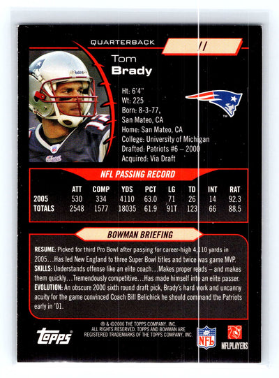 2006 Bowman #11 Tom Brady