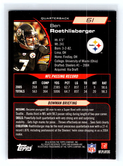 2006 Bowman #61 Ben Roethlisberger