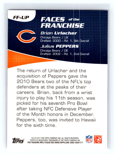 2011 Topps #FF-UP Brian Urlacher / Julius Peppers Faces of the Franchise