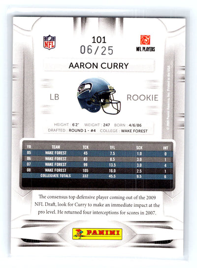2009 Playoff Prestige #101 Aaron Curry Xtra Points Green #/25