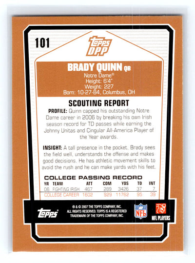 2007 Topps Draft Picks & Prospects #101 Brady Quinn