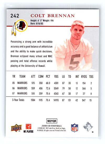 2008 Upper Deck #242 Colt Brennan