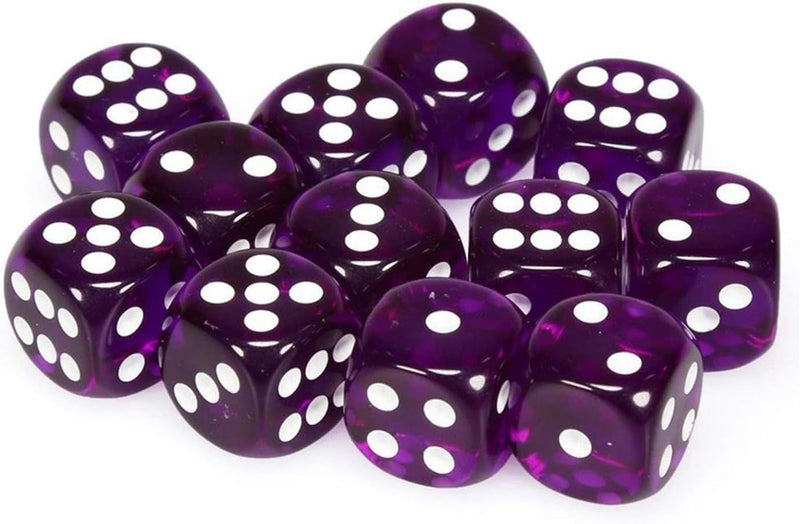 Translucent Purple/White 16mm D6 Set (12)