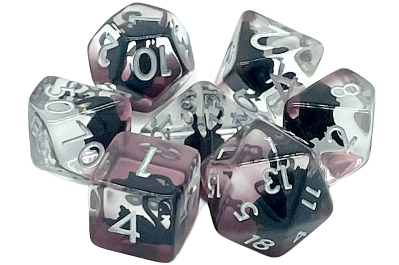 7 Piece RPG Dice Set Animal Kingdom - Swan - Black