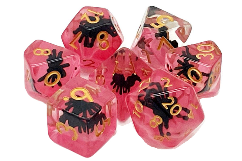 7 Piece RPG Dice Set Animal Kingdom - Spider - Black w/ Red