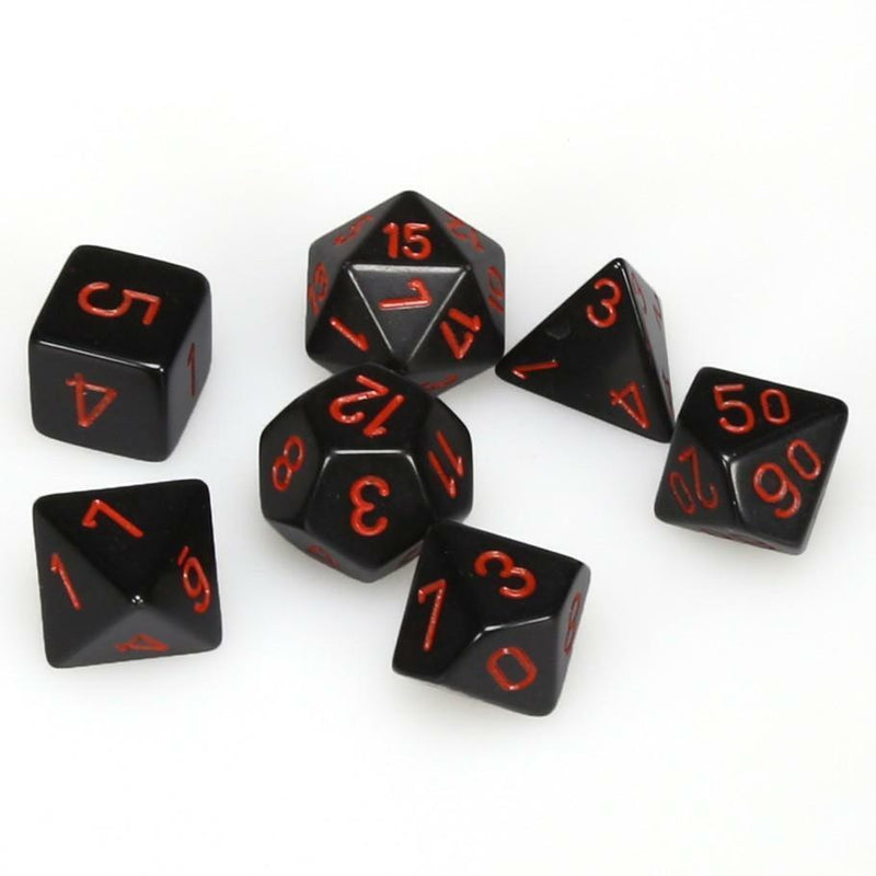 Opaque Dice Set Black/Red (7)