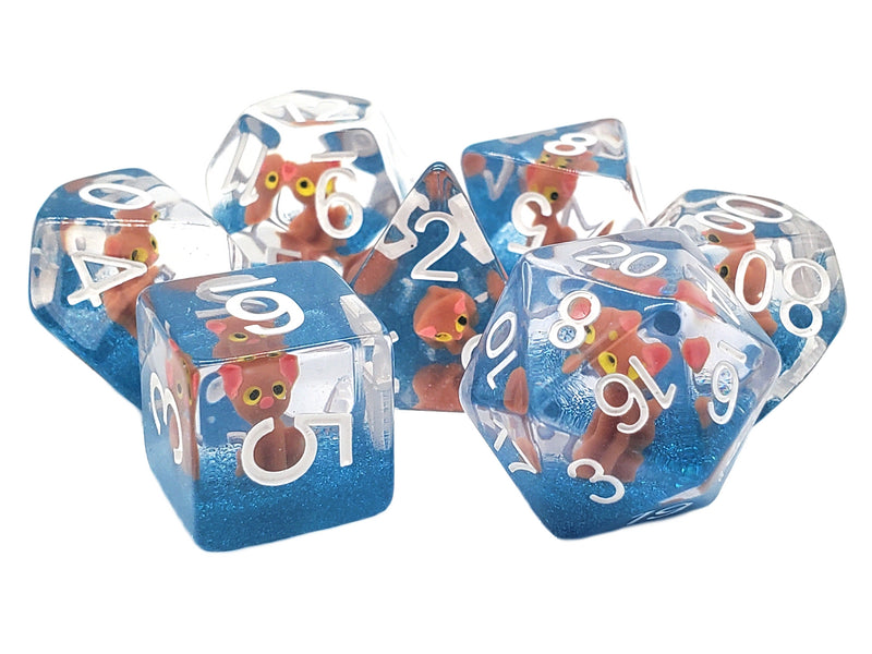 7 Piece RPG Dice Set Animal Kingdom - Here Kitty Kitty