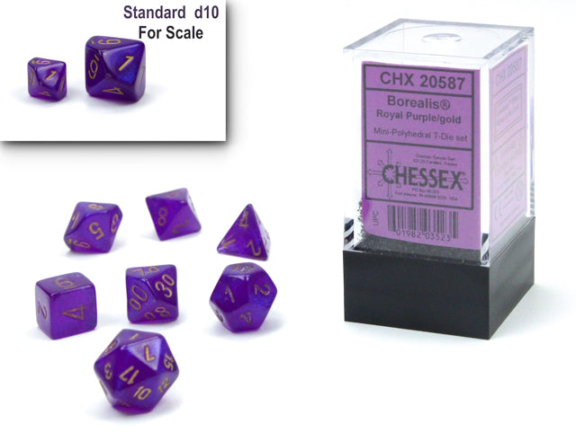 Borealis Mini-hedral Royal Purple/gold Luminary 7-Die Set