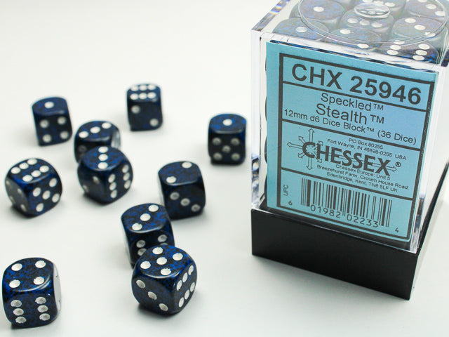 Speckled Stealth 12mm D6 Block (36)
