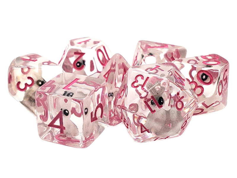 7 Piece RPG Dice Set Animal Kingdom - Pink Bunny Rabbit