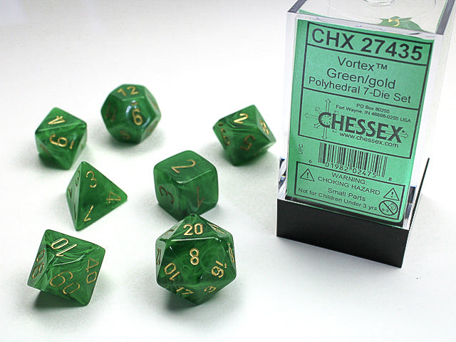 Vortex: Poly Green/Gold 7 die set