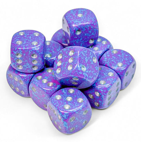 Speckled 16mm D6 Silver Tetra Dice Set (12)