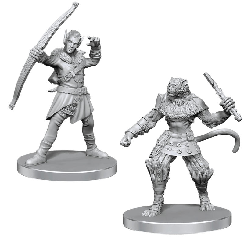 Pathfinder Battles Deep Cuts Unpainted Miniatures Elf Hunter & Catfolk Bandit