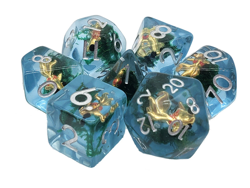 7 Piece RPG Dice Set Animal Kingdom - Gold Fish Pond