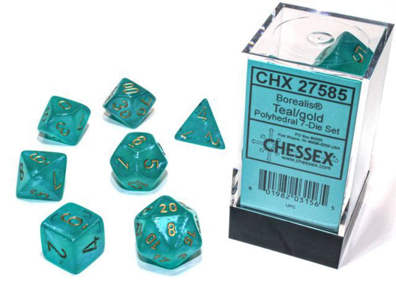 Borealis Polyhedral Teal/gold Luminary Set (7)