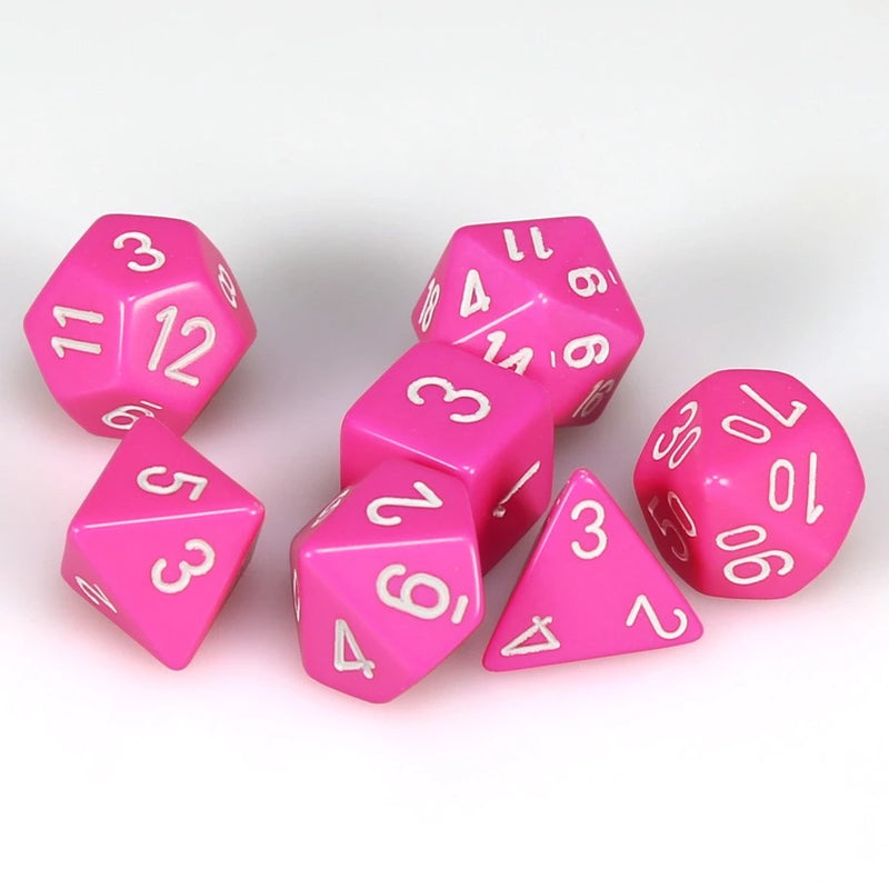 Opaque Polyhedral Pink/white 7-Die Set